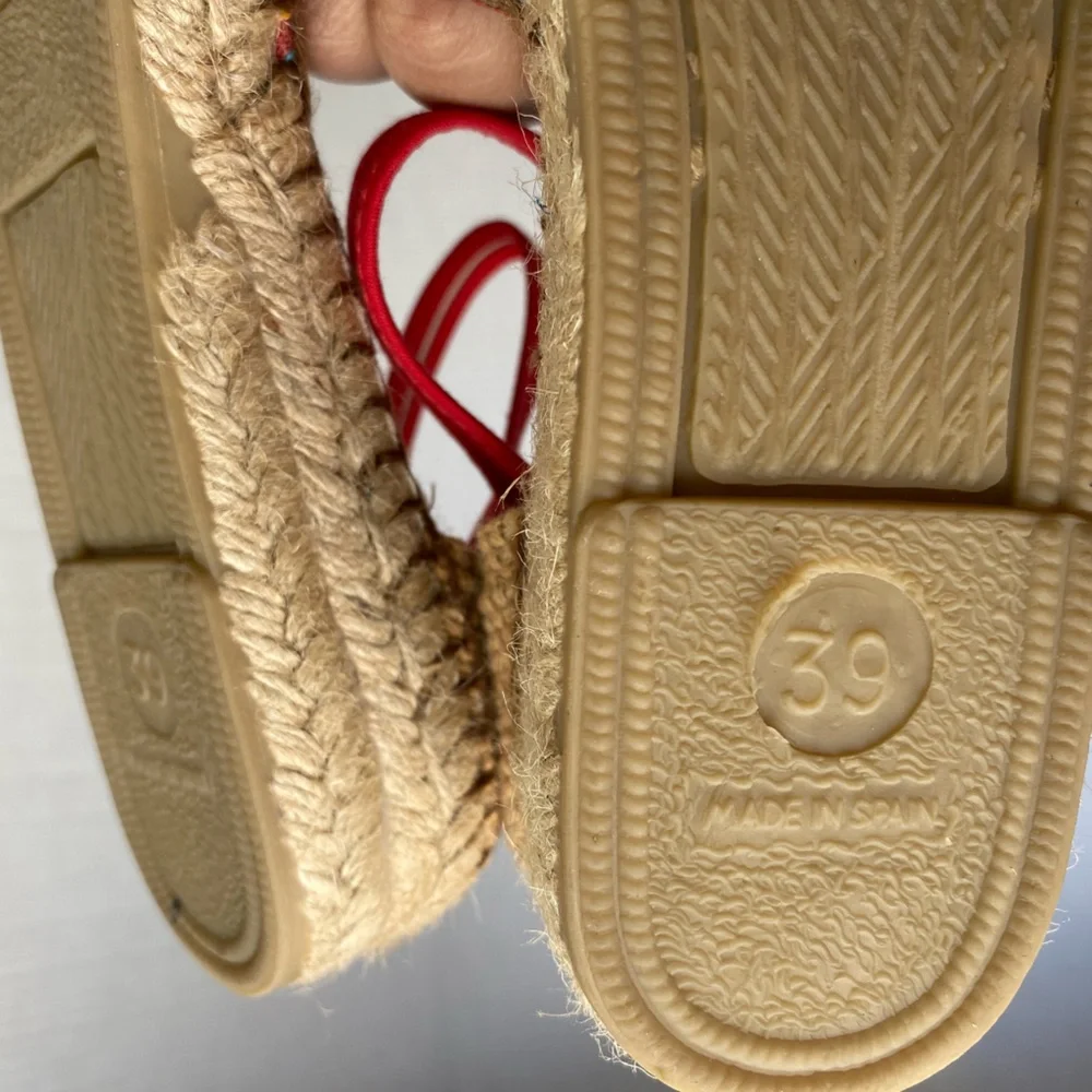 Diegos Handmade in Spain Striped Canvas Espadrille Wedge Sandals Size 39 US 8.5